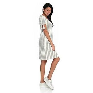 OSO Casuals Slub Knit Tie Sleeve Striped T-Shirt Dress Large